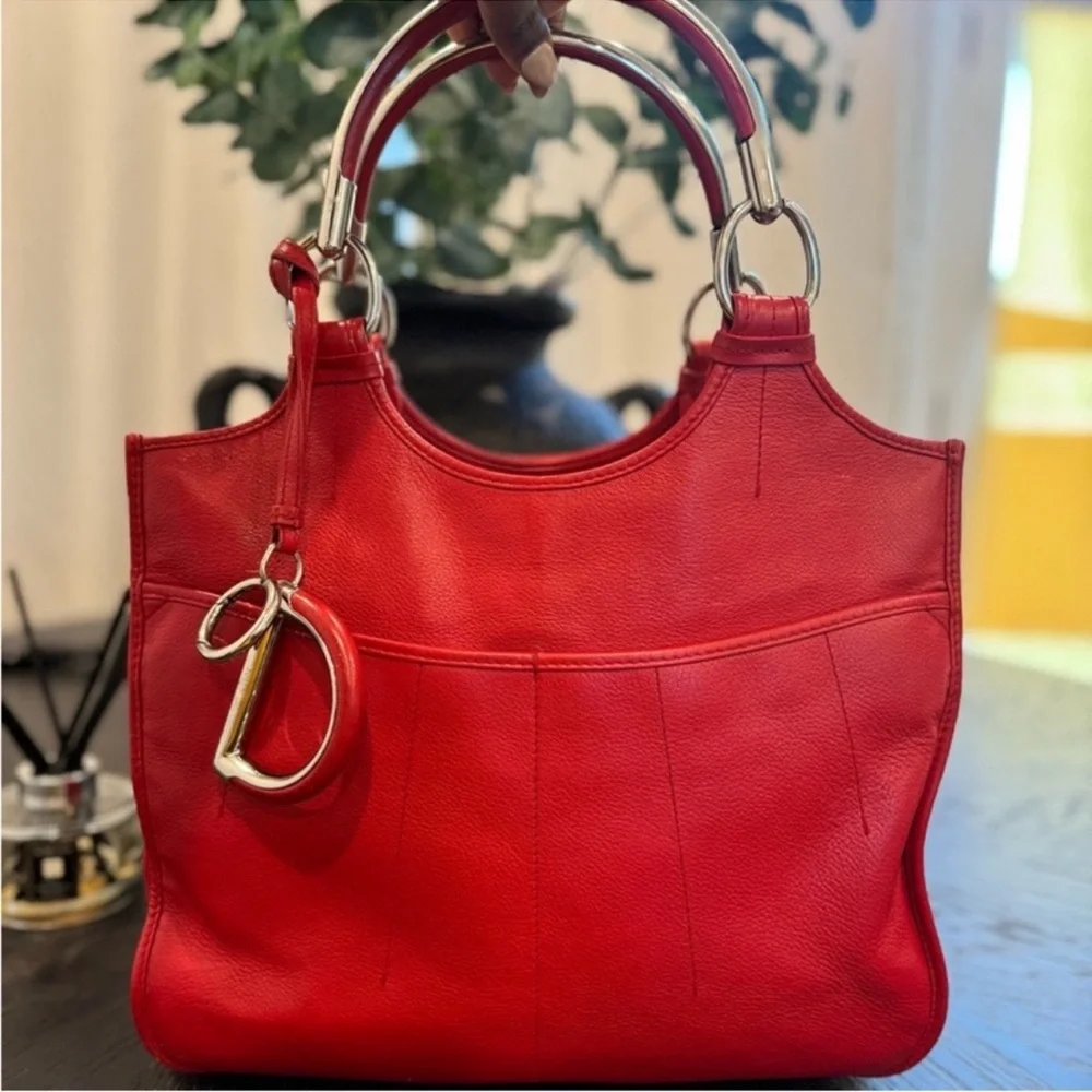 Christian Dior Red Leather Tote